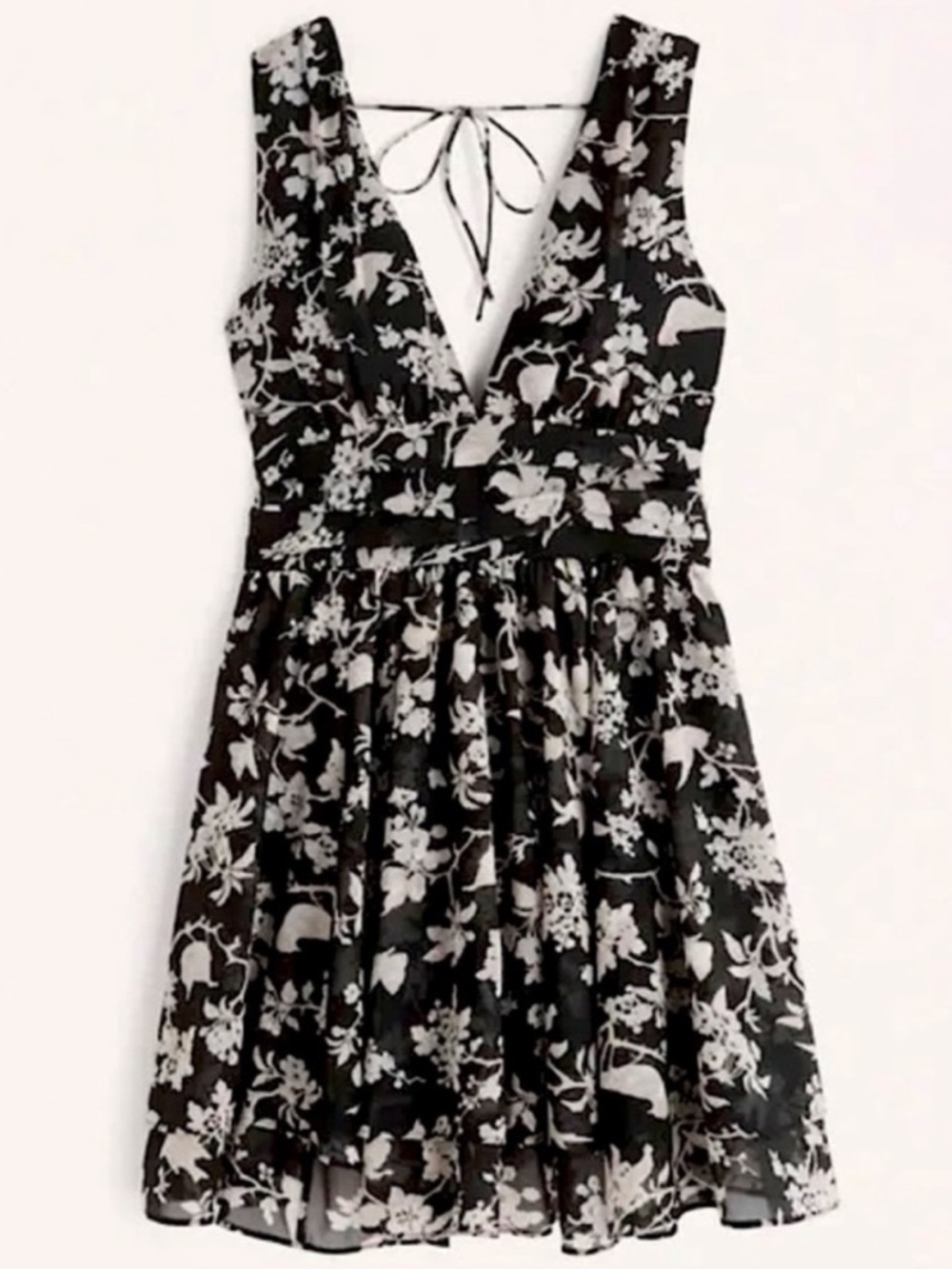 Abercrombie & Fitch Black Floral Flirty Drama Mini Dress Size XL Tall NWT